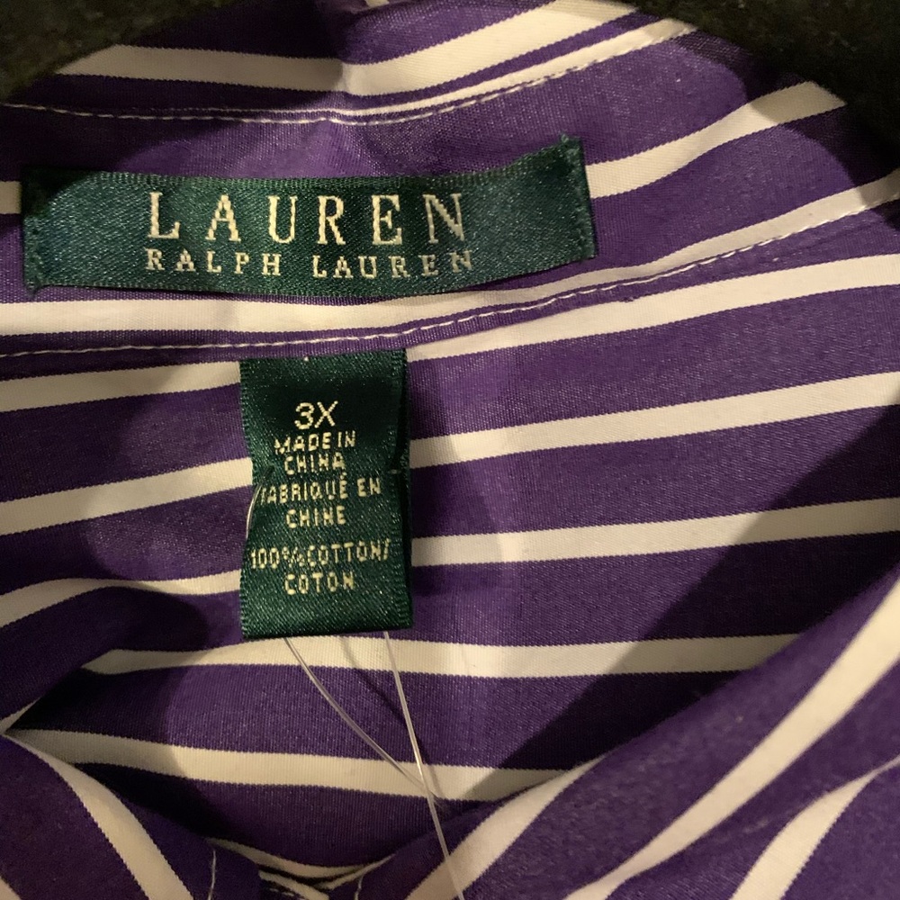 NWT Ralph Lauren Purple Striped Button Down Shirt